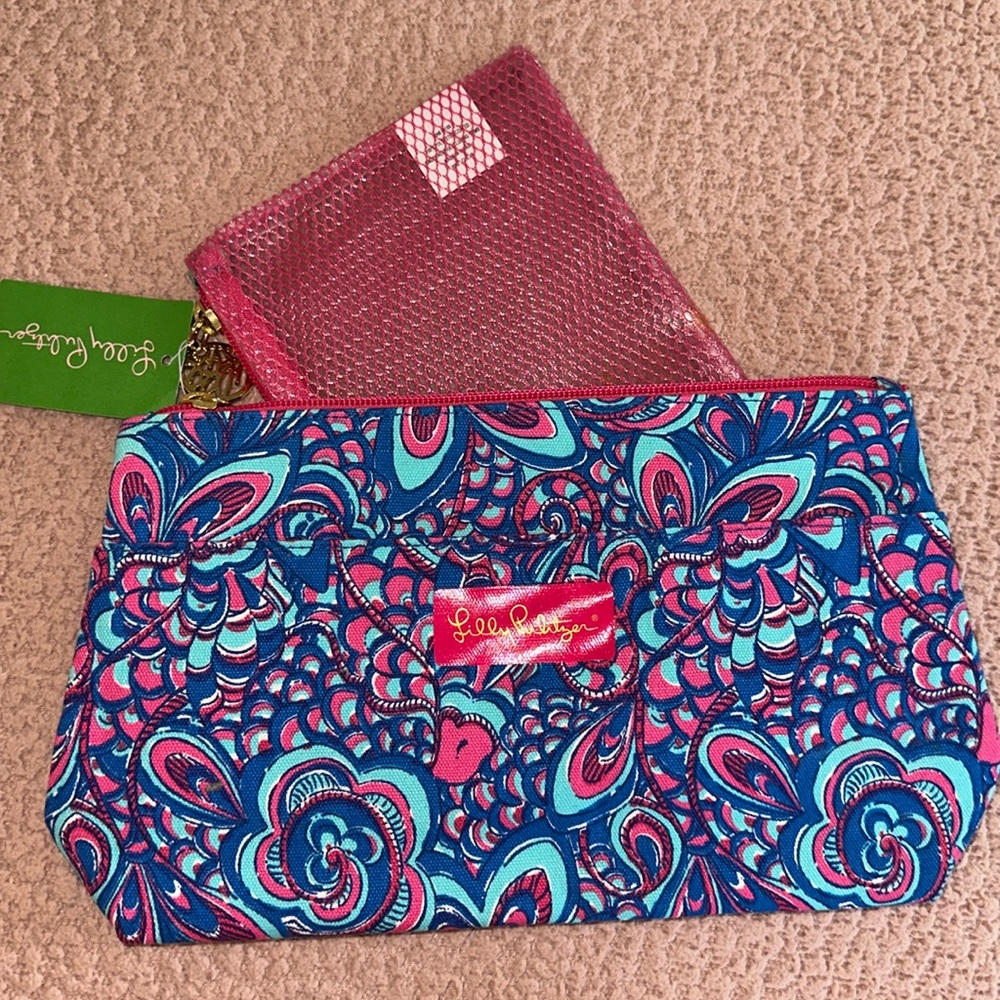 New Lily Pulitzer Up Your Sleeve Zip Case Set in Brewster Blue